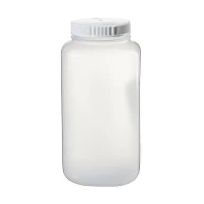 Square Wide-Mouth Bottle with Closure, Polypropylene Copolymer, 1-Gallon