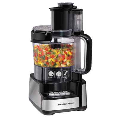 Hamilton Beach Stack & Snap™ Food Processor & Vegetable Chopper, 12 Cup, Black/Stainless, 2 Speed, 450 Watt, 1 Each