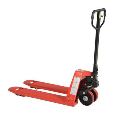 Full Featured Steel Pallet Jack, Red, 5500-lb Capacity, 20"W x 36"H