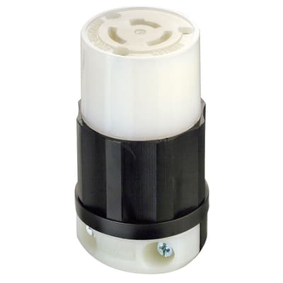 Leviton® Black & White® 7314-C Non-Grounding Cable Mount Locking Connector, 1-Phase, 125/250 VAC, 20 A, 3 Poles, 2 Wires, 1 Each
