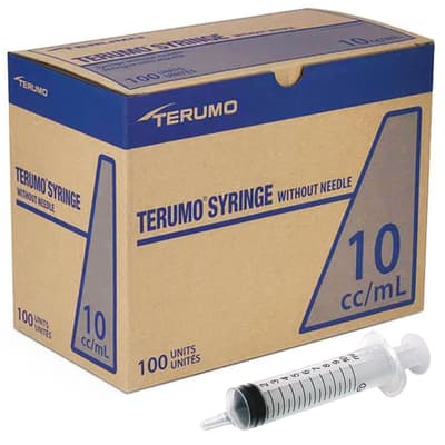 10 mL Terumo® 3SS-10L Syringes Without Needle, Luer Lock - Individually Wrapped, Box of 100