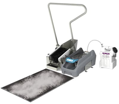 Airless SmartStep™ Footwear Sanitizing System with Stainless Steel Handle & Scrubber