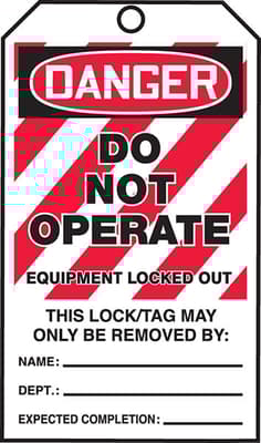 Danger Equipment Locked Out Lockout Tags By-The-Roll