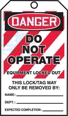 Danger Do Not Operate Equipment Locked Out Lockout Tags By-The-Roll
