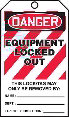 Danger Equipment Locked Out Lockout Tags By-The-Roll