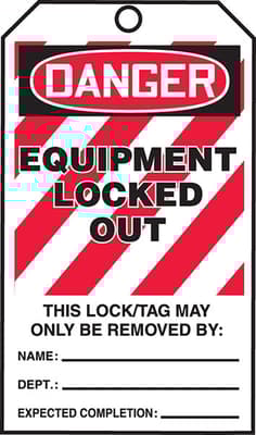 Danger Equipment Locked Out Lockout Tags By-The-Roll