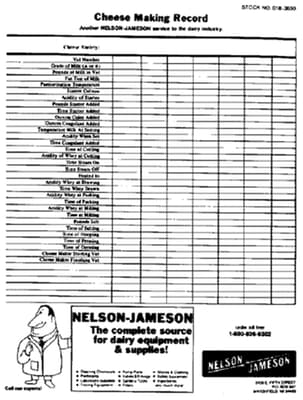 Cheesemaking Record Forms
