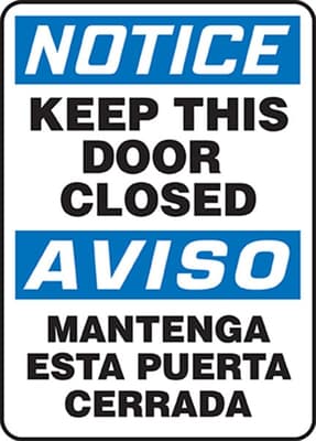 Bilingual Notice: Keep This Door Closed Sign