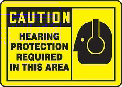 Caution: Hearing Protection Required In This Area OSHA Safety Label