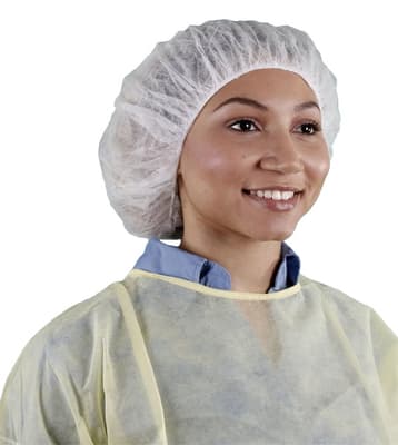 SaniWear™ Non-Woven Polypropylene Bouffant Caps, White, 100/Box
