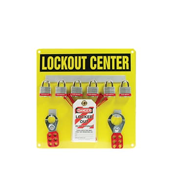 Aluminum Hanger Board: 6 Padlock Lockout Center