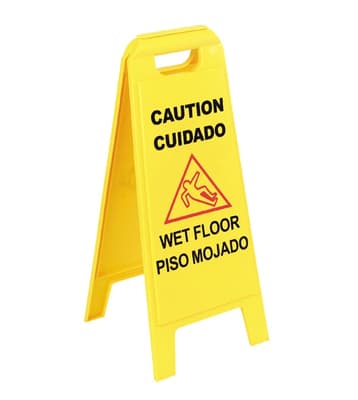 Sparta® Two-Sided Wet Floor Sign, Yellow, 11"W x 25"H, Polypropylene, 2-Sided, English, 1 Each