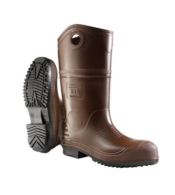 Dunlop® DuraPro® XCP Safety Boots, 16", PVC, Brown, Chevron Outsole, Waterproof, 1 Pair