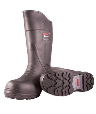 Flite® Safety Boots with Cleated Outsole, Composite Toe, 15", EVA, Black, Waterproof, Insulated, 1 Pair