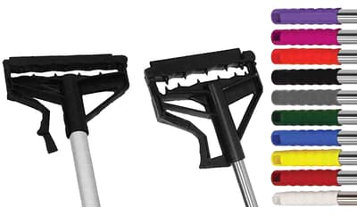 Quick Release Wet Mop Handle, Stainless Steel, 59"L, Color-Coded, 1 Each