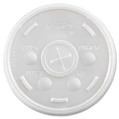 Dart® Flat Lids with Straw Slot for 10-oz Foam Cups, Translucent, 1000/Case
