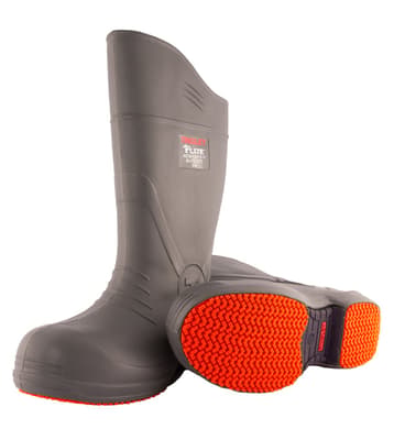 Flite® Safety Boots with Safety-Loc Outsole, Composite Toe, 15", SRO Outsole, EVA, Gray/Orange, Waterproof, Insulated, 1 Pair