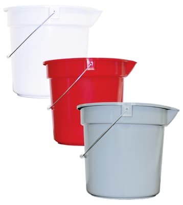 Bucket with Square Notch Handle, Color-Coded, 14-qt, Plastic, 1 Each