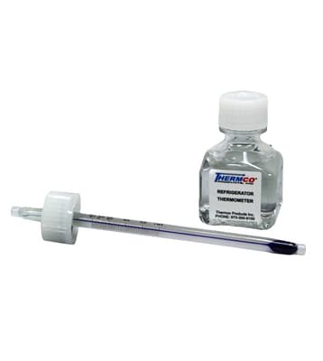 Thermco® Spirit-Filled Refrigerator Certified Bottled Thermometers