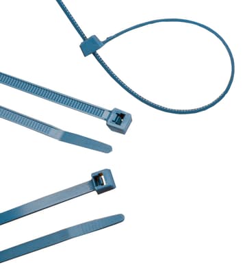 ACT FASTeners Metal Detectable Cable Ties, Blue, 4" to 14"L, Nylon, 100/Pack