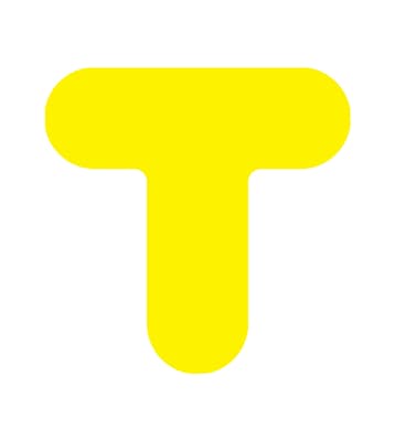 Rounded Floor Marketing T, Color-Coded, 1 Each