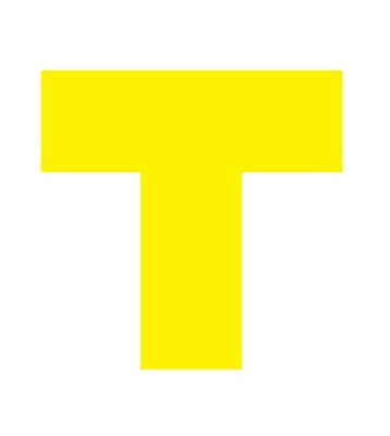 Square Floor Marking T, Color-Coded, 1 Each