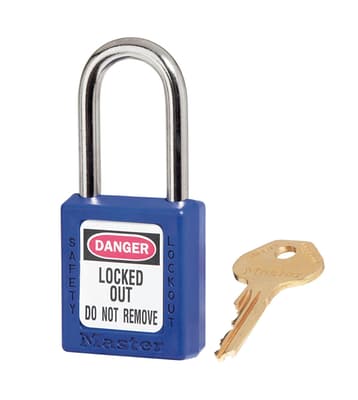 Master Lock® Zenex™ Padlock, Keyed Different, Color-Coded, 1/4" Dia x 1/5" Shackle