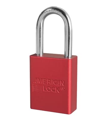 American Lock® Solid Aluminum Padlock, Keyed Different, Color-Coded, 1/5" Body, 1/4" Dia x 1/5" Shackle, 1 Each