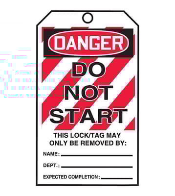 "Danger - Do Not Start" Lockout Tags-By-The-Roll