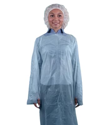 CPE Disposable Isolation Polyethylene Gowns, Color-Coded, 1.25 Mil