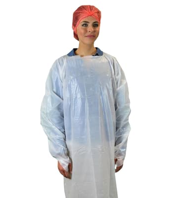 CPE Disposable Isolation Polyethylene Gowns, Color-Coded, 1.25 Mil