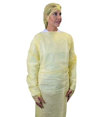 CPE Disposable Isolation Polyethylene Gowns, Color-Coded, 1.25 Mil