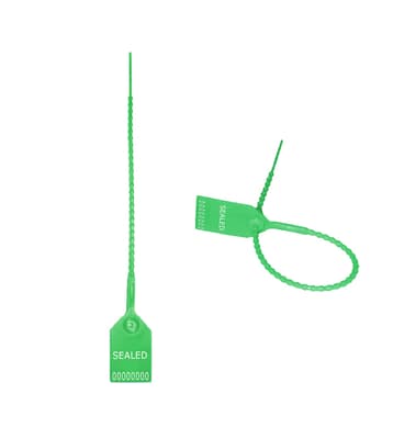 Adjustable Pull-Up Security Seals, Hot Stamped: SEALED, Consecutively Numbered, 5/32" Dia, Color-Coded, Polyethylene, 100/Bag