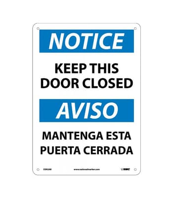 Bilingual Notice Keep This Door Closed Sign