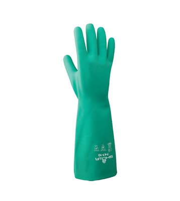Showa® 747 Chemical Resistant Gloves, 19"L, Green, 22 mil, 6 Pair/Bag