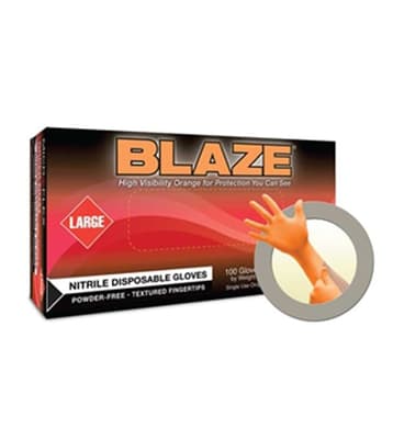MICROFLEX® Blaze® N48 Nitrile Exam Gloves, 5.1 Mil, Orange, Powder-Free, 100 Each/Box