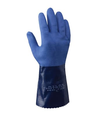 Showa® Atlas 720 Chemical Resistant Gloves, 12"L, Blue, 15 mil, 12 Pair/Dozen, 12 Dozen/Case