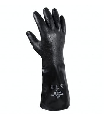 Showa® 3415 Chemical Resistant Gloves, 14"L, Black, 16 mil, 12 Pair/Dozen, 6 Dozen/Case