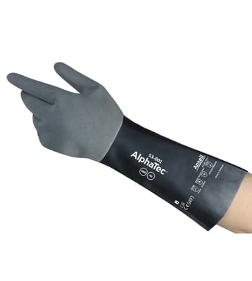 AlphaTec® 53-001 Chemical Resistant Gloves, 13"L, Black, 17 mil, 6 Pair/Bag