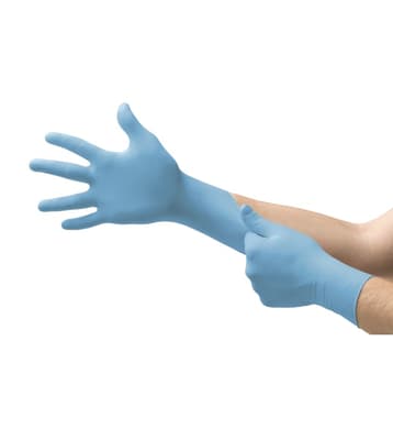TouchNTuff® 92-675 Nitrile Disposable Gloves, 4.3 Mil, Blue, Powder-Free, 100 Each/Box, 10 Boxes/Case