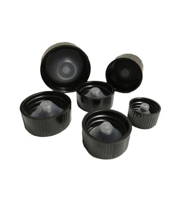 Black Ribbed Phenolic Caps with PolyCone Liner