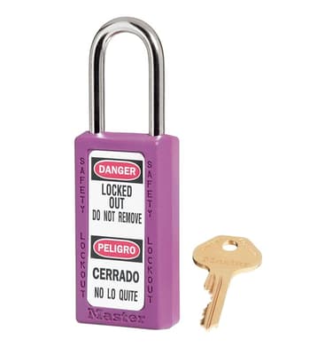 Master Lock® Zenex™ Padlock, Keyed Different, Color-Coded, 1/4" Dia x 1/5" Shackle
