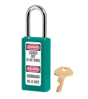 Master Lock® Zenex™ Padlock, Keyed Different, Color-Coded, 1/4" Dia x 1/5" Shackle