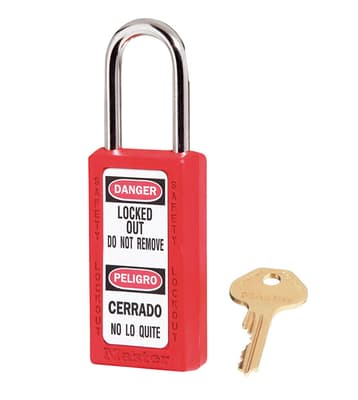 Master Lock® Zenex™ Padlock, Keyed Different, Color-Coded, 1/4" Dia x 1/5" Shackle
