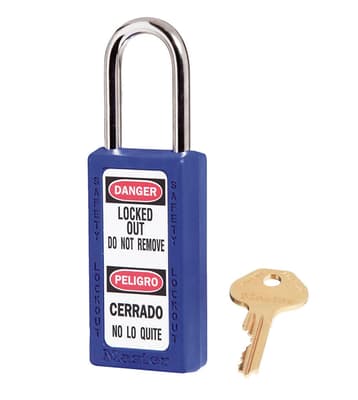 Master Lock® Zenex™ Padlock, Keyed Different, Color-Coded, 1/4" Dia x 1/5" Shackle