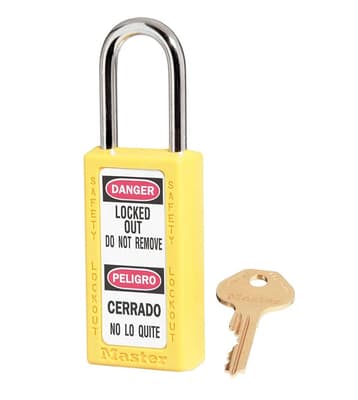 Master Lock® Zenex™ Padlock, Keyed Different, Color-Coded, 1/4" Dia x 1/5" Shackle