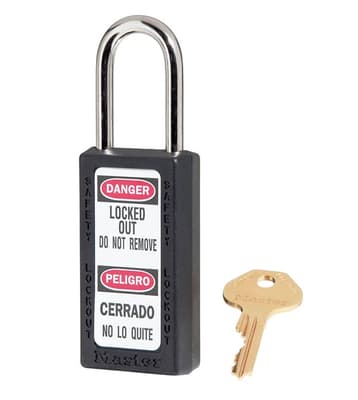 Master Lock® Zenex™ Padlock, Keyed Different, Color-Coded, 1/4" Dia x 1/5" Shackle