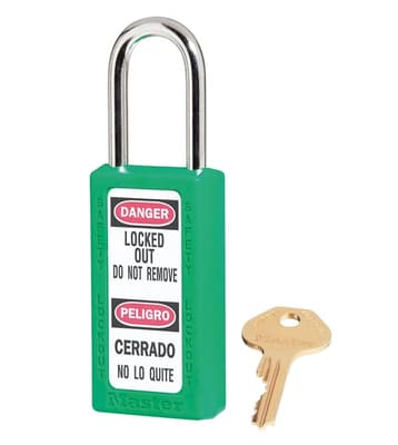 Master Lock® Zenex™ Padlock, Keyed Different, Color-Coded, 1/4" Dia x 1/5" Shackle