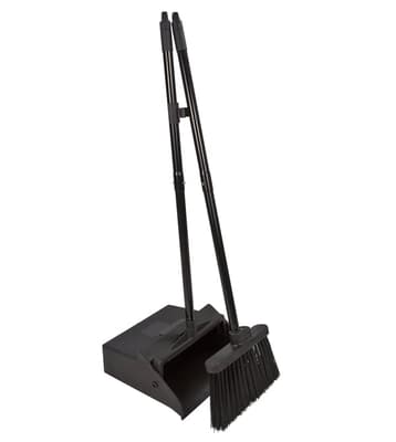 Sparta® Duo-Pan™ Upright Dust Pan & Broom, Black, 11.8"W, 36" OAL, 5" Trim, 1 Each