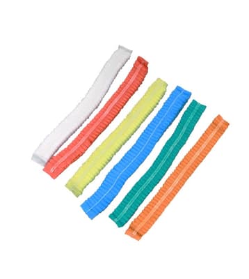 Disposable Pleated Bouffant Caps, Color-Coded, 100/Bag, 10 Bags/Case